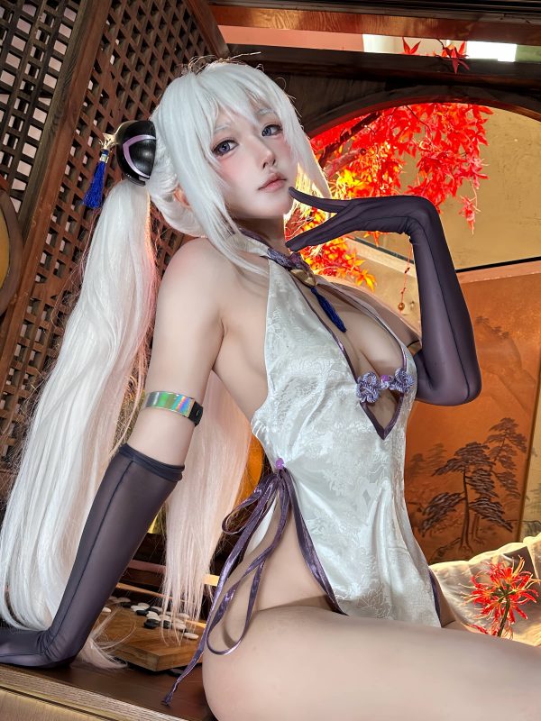图片[4]_阿包Cosplay兔娘奇尔沙治 白色旗袍中的性感与可爱_萌VLOG